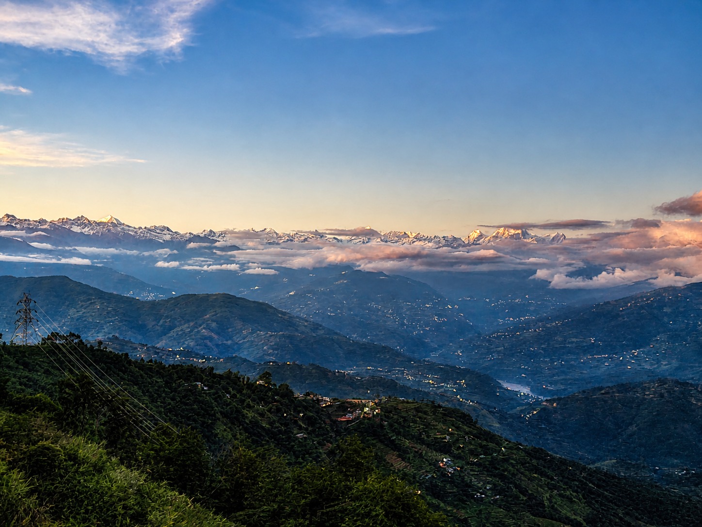 Pergola swing with panoramic Himalayan sky