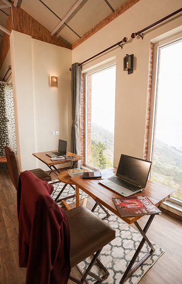 Workspace with mountain view